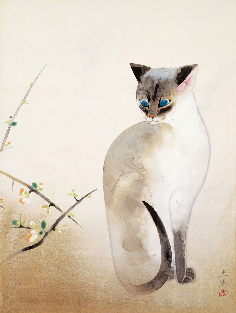 ➀OKUMURA Togyū, Cat, 1974